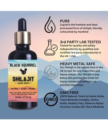 Shakra Health Black Squirrel Shilajit Liquid Drops 50ml - High-Strength Himalayan Fulvic Acid & Trace Minerals - Bio & Vegan - Buy Online on GoSupps.com