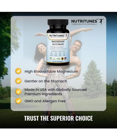Magnesium Glycinate High Bioavailability Gentle on The Stomach Multi-Action Support for Nerve Sleep Muscle Bone and Cellular Health Vegan Non-GMO Allergen-Free 90 Capsules. - Buy Online on GoSupps.com