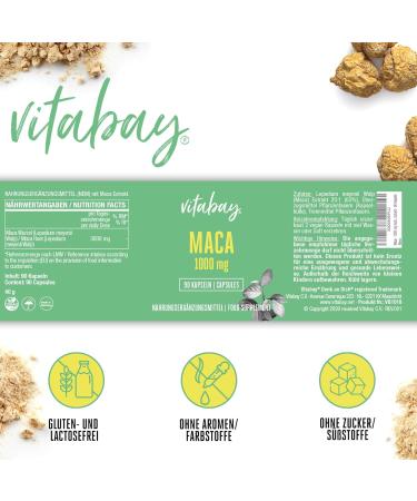Vitabay Maca Capsules - High Dose 3000mg Daily (90 Caps) | Premium Maca Root Tablets for Energy & Wellness - Buy Online on GoSupps.com
