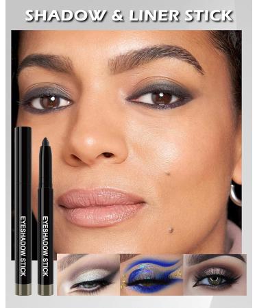 Cream Eyeshadow Stick Eyeliner Multi-Use Brightener Eyeshadow Pencil Waterproof Long Lasting Eye Shadow Stick Black Matte & Shimmer Finish Smooth Crease-proof Buildable Eyeshadow with Sharpener-08# - Buy Online on GoSupps.com