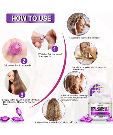 Lucotiya Deep Conditioning Keratin Hair Mask & Serum Capsules - Argan Oil Treatment for Dry Damaged Hair - Buy Online on GoSupps.com