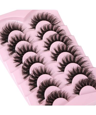 Kiromiro Faux Mink Lashes Fluffy 6D False Eyelashes 17mm Wispy Cat Eye Lashes that Look Like Extensions Strip Lashes Pack - Buy Online on GoSupps.com