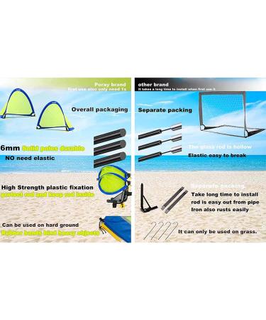 porayhut Pop up Soccer Net Set of 2 - Portable 210D Oxford Goal for Kids with 8 Field Marker Cones and Stakes - 2.5FT Blue Goal for Backyard and Soccer Training - Buy Online on GoSupps.com