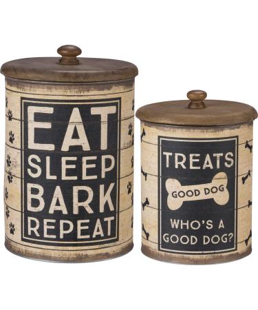 Primitives by Kathy Rustic Treat Tin, 2-piece, Brown, black