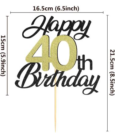 Shop Sumerk 40th Birthday Cake Attachments - Gold & Black Decorations | Perfect for Birthday Party Celebrations - Buy Online on GoSupps.com
