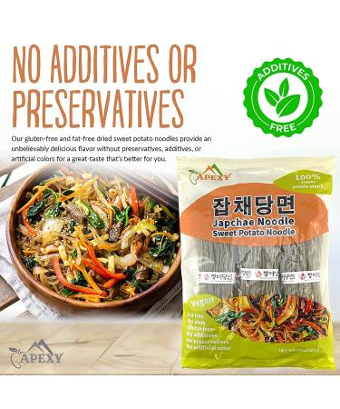 APEXY Sweet Potato Glass Noodles - Japchae Korean Vermicelli Pasta (24oz, Pack of 2) - Buy Online on GoSupps.com