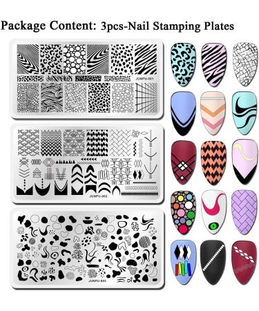Geometric Swirl Leopard French Nail Stamping Plates Set - Nail Art Templates Kit - Buy Online on GoSupps.com