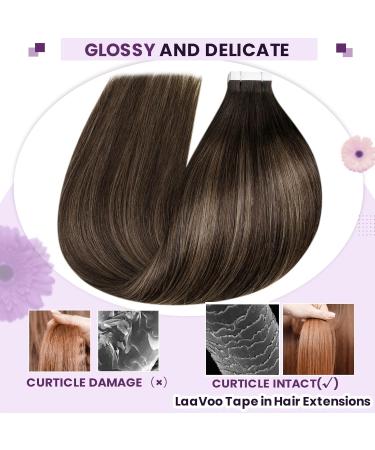 Buy Laavoo 55cm Brown Ombre Tape-In Real Hair Extensions - 20pcs Remy Balayage #2/8/2 | Invisible 50g - Buy Online on GoSupps.com