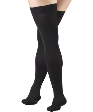 Truform 30-40 mmHg Compression Stockings for Men & Women - Thigh High Closed Toe Dot-Top Black Small (Pack of 2) - International Shipping Available - Buy Online on GoSupps.com
