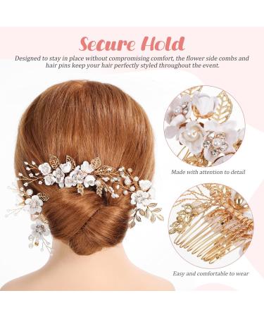 FRCOLOR 1 Set Wedding Hair Clip Comb Handmade Bridal Hair Clip Pearl Floral Leaf Hair Barrettes Hair Accessories for Women Wedding White - Buy Online on GoSupps.com