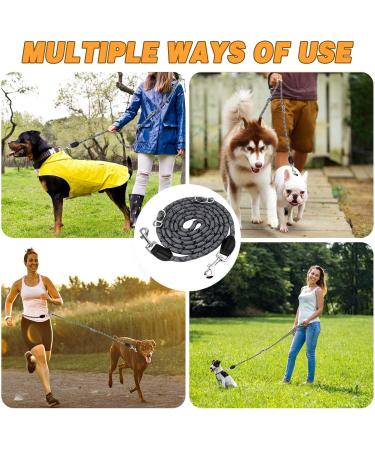 Adjustable Double Dog Leash with 2 Carabiners | 2.6m Reflective Multifunctional Leash for Large & Medium Dogs - Buy Online on GoSupps.com