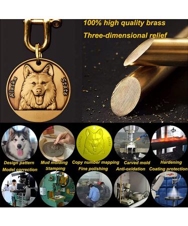 Davisia Pure Copper Personalized Pet ID Tag | Large Bully Dog Tags with 3D Relief Pattern | Custom Engraving on Front and Back - Buy Online on GoSupps.com