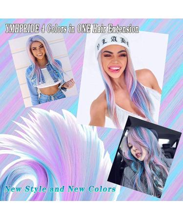 YMHPRIDE 30 PCS Colored Clip in Hair Extension 20 inch Mixed Color for Girls Women Kids - Fashion Cosplay Party Highlights - Buy Online on GoSupps.com