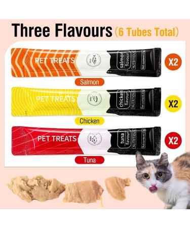Xcdsxer Cat Treats Lickable Cat Treats Squeezable Cat Treats Nutritionally Balanced to Promote Your Cat's Healthy Growth 0.53 Ounces Each Tube 6 Tubes Tuna Salmon and Chicken Flavors (6 Mix Flavors) Mix flavors 2.5 g (Pack of 6) - Buy Online on GoSupps.com