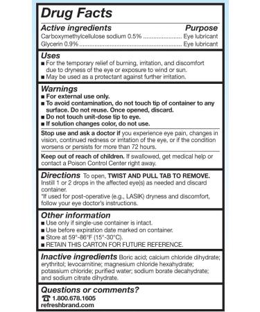 Refresh Optive Lubricant Eye Drops Preservative-Free 0.01 Fl Oz 60 Ct Single-Use Containers - Buy Online on GoSupps.com