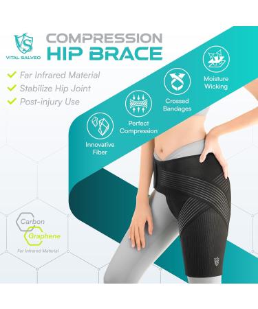 Vital Salveo Compression Recovery Hip Brace - Pain Relief & Mobility Support for Men & Women | Ideal for Hip Injury Recovery - Medium Size - Buy Online on GoSupps.com