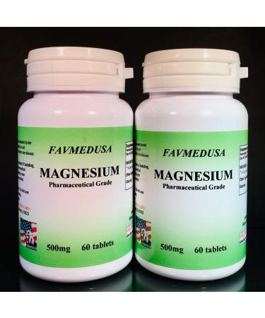 Magnesium 500mg high Potency Made in USA - 120 (2x60) Tablets