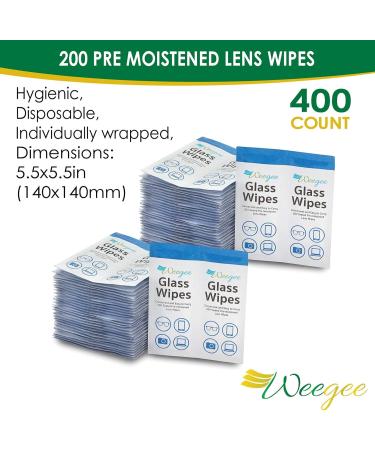 Lens Cleaning Wipes - 400 Pre-Moistened Cloths for Camera Lenses | Quick-Drying & Disposable | Individually Wrapped | Weegee - Buy Online on GoSupps.com