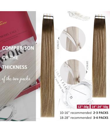 Buy Moresoo Tape-In Extensions | Real Hair Ombre Blonde to Dark Brown | 50g 55cm #4/613 - Invisible & Durable - Buy Online on GoSupps.com
