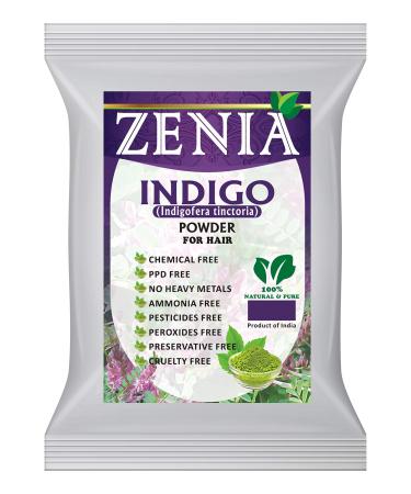 Zenia Indigo Powder Hair & Beard Dye Color | 100 Grams (3.5 ounce) | 100% Natural Hair Dye | Color Hair to Black Naturally | 100% Pure | No Preservatives 3.52 Ounce (Pack of 1)