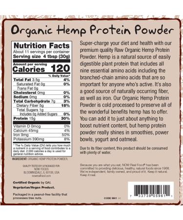 Now Foods Organic Hemp Protein Powder 12 oz - High-Quality Plant Protein - Buy Online on GoSupps.com