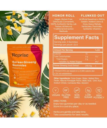 Ginseng Gummies for Adults | Korean Ginseng Supplement for Men and for Women | 240 mg Red Ginseng Gummy | Energy Gummies for Memory and Immunity | Reduced Sugar Ginseng Chews 45 Gummies Reduced Sugar 45 Count (Pack of 1) - Buy Online on GoSupps.com