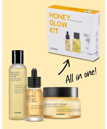 COSRX Honey Glow Kit: Propolis Toner, Ampoule & Cream for Moisturizing and Hydrating Skin - Buy Online on GoSupps.com