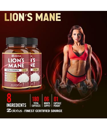 Zolotus 2 Packs 90 Capsules Lions Mane Mushroom Supplement 6 Month Supply with Cordeyceps Reishi Ashwagandha Focus Memory and Brain Support Supplement Immune Support Energy Pills - Buy Online on GoSupps.com