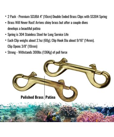 Aquatic Hunt - 2 Pack - Marine Grade 4" (10cm) Double Ended Brass Clips with SS304 Spring - Buy Online on GoSupps.com