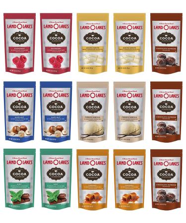 Land O'Lakes 7 Different Flavors Hot Cocoa Mix Gift Basket - 60 Pieces - Gift Box for Family, Friends, Her, Him