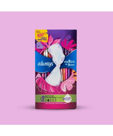 Always Radiant Feminine Pads for Women Size 2 Heavy with Wings Scented 48 CT Size 2 48 Count - Buy Online on GoSupps.com