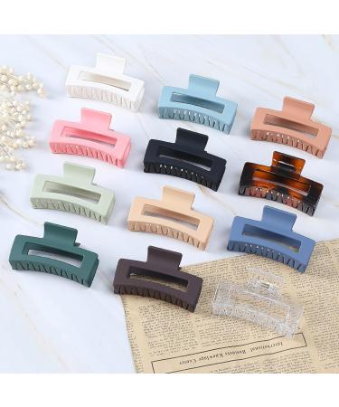 Sisiaipu 3.5 Inch Medium Hair Claw Clips 12 Pcs - Matte Rectangular Hair Clips for Thin Hair - Non-slip Acrylic Banana Jaw Clips Hair Accessories for Women and Girls - Buy Online on GoSupps.com