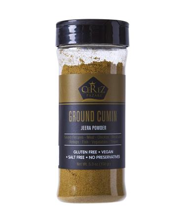 Cerez Pazari Ground Cumin 5.3 oz Premium Grade, %100 Natural, Freshly Grounded&Packed, Non-GMO, Gluten Free, No Preservatives, Easy To Use Flapper Spice Cap