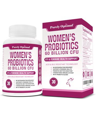 PURELY OPTIMAL Premium Probiotics for Women 60 Billion CFU - 30 Capsules
