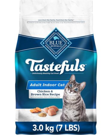 Blue Buffalo Indoor Health Natural Adult Dry Cat Food Chicken and Brown Rice 3.1kg bag - Medium Bag kibble & Bursts with Paw-Licken Chicken Cat Treats 340g tub - Buy Online on GoSupps.com