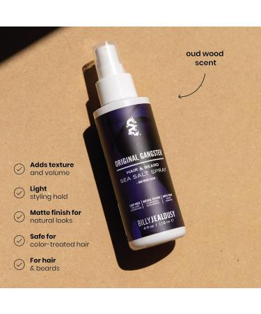 Billy Jealousy Sea Salt Spray Texturizing and Volumizing Hair Spray for All Hair Types and Beard Lengths Original Gangster 4 Fl Oz (Pack of 1) - Buy Online on GoSupps.com
