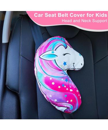 Basumee Unicorn Seat Belt Covers for Kids - Car Seat Head Support & Shoulder Pads for Toddlers and Babies in Red - Buy Online on GoSupps.com