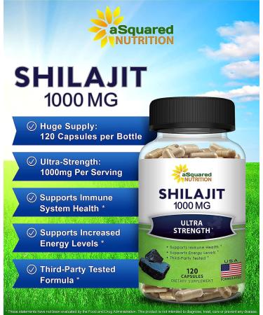 Shilajit 1000mg Capsules - Pure Extract Supplement with Humic & Fulvic Acid - 120 Count - Natural Trace Minerals - Resin & Drops Alternative - Buy Online on GoSupps.com