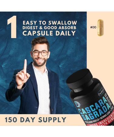 Dedicad Cascara Sagrada Capsules 6550mg - 10 Herb Blend for Digestive & Immune Health - 150 Veggie Pills - Buy Online on GoSupps.com