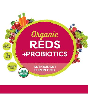 Organic Reds Probiotics Powder | Antioxidant Superfood | Boost Energy | Non-GMO | Mixed Berry Flavor - 30 Servings - Buy Online on GoSupps.com