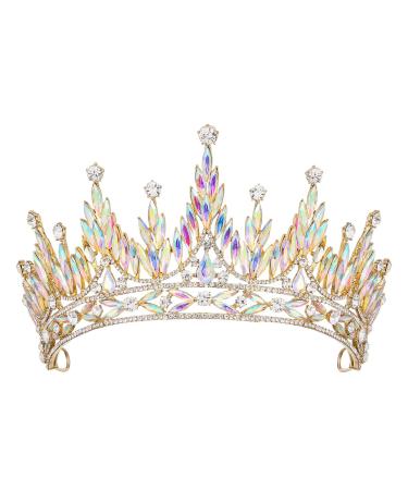 SWEETV Tiaras and Crowns for Women, Wedding Tiara for Bride, Rhinestone Queen Crown, Crystal Costume Hair Accessories for Birthday Prom Quinceanera Celebration Multicolored