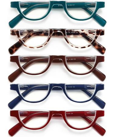 EYEURL Half Frame Reading Glasses for Women - 5 Pack Blue Light Blocking Rimless Computer Readers Anti UV Spring Hinges 2.0 Strength - Stylish & Functional Eyewear - Buy Online on GoSupps.com