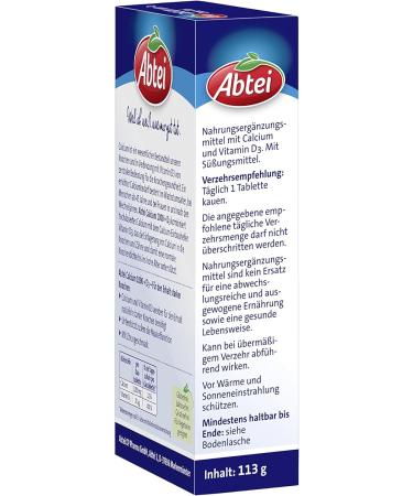Buy Abtei Calcium 1000 + D3 Osteo Vital Chewable Tablets - 30 Count (113g) for Strong Bones | International Shipping Available - Buy Online on GoSupps.com