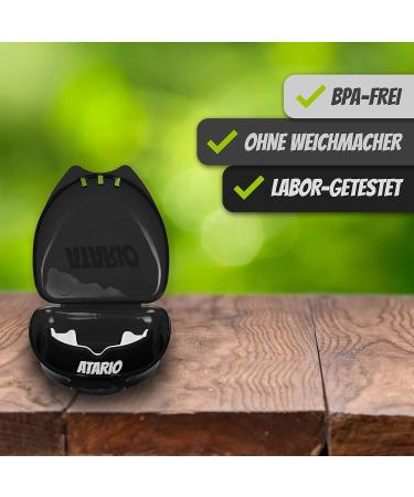 ATARIO Mouth Protection - Perfect Hold Boxing & Martial Arts Mouthguard BPA-Free with Transport Box - Kickboxing Muay Thai MMA Football - Black - Buy Online on GoSupps.com