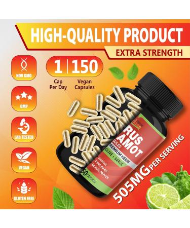 Cadane Citrus Bergamot Supplement Capsules with Berberine Olive Guggul Garlic Pine Bark Black Pepper - 150 Caps for 5 Months Supply - Buy Online on GoSupps.com