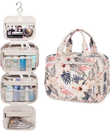 Hanging Toiletry Bag Travel Makeup Cosmetic Organizer for Women and Girls - Beige Bird (Medium) - Buy Online on GoSupps.com