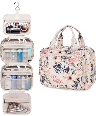 Narwey Hanging Travel Toiletry Bag for Women Wash Bag Cosmetics Makeup Bag Organizer for Travel Size Accessories A-beige Flamingo (Medium) - Buy Online on GoSupps.com