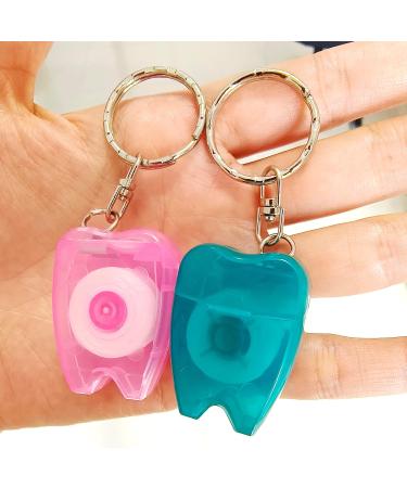 8 Pack Waxed Dental Floss Picks with Keychain - Perfect for Travel & Outdoor - Random Colors | International Shipping Available - Buy Online on GoSupps.com