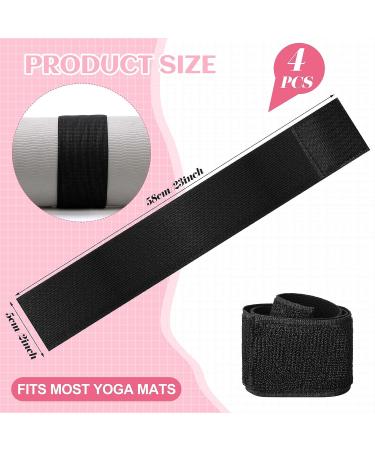 Honoson 4 Pcs Heavy Duty Nylon Yoga Mat Straps - Adjustable Bungee Bands for Exercise, Pilates, Gym - Black - Buy Online on GoSupps.com