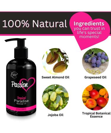Passion Massage Oil for Couples - Set of 2 All-Natural Oils (Lemon Cr me & Tropical Paradise) | Full Body Relaxation & Aromatherapy - Buy Online on GoSupps.com